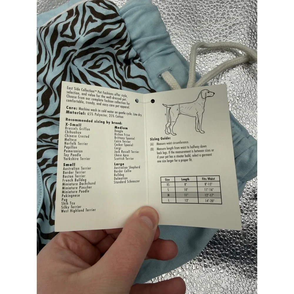 East Side Collection Zebra Dog Shorts Medium‎ Blue Brown Pet Apparel Cute NEW